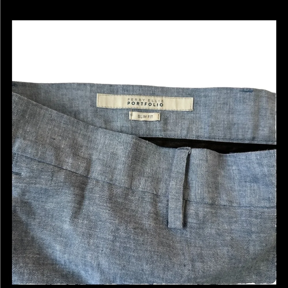 Perry Ellis Men’s Slim Fit Linen Pants Light Blue 36x30 NWT - Picture 5 of 10